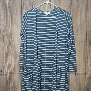 Lularoe Cardi Sz XS Gray Mint Green